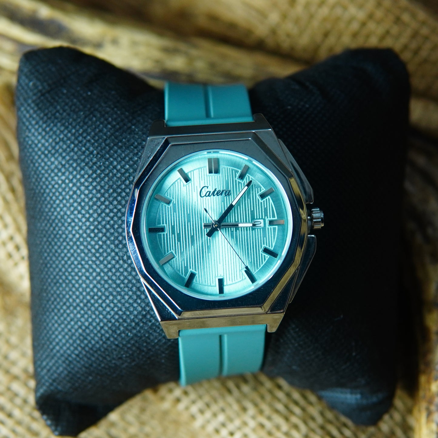 Catera Elegant Aqua Blue Silicone Strap Watch M018