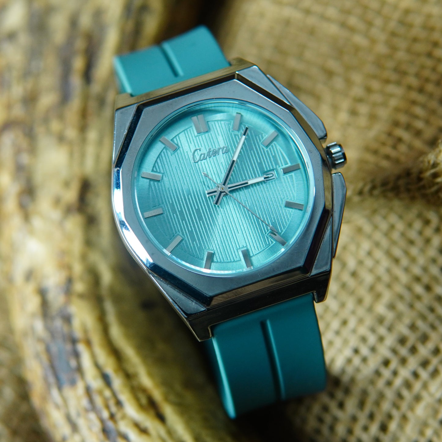 Catera Elegant Aqua Blue Silicone Strap Watch M018
