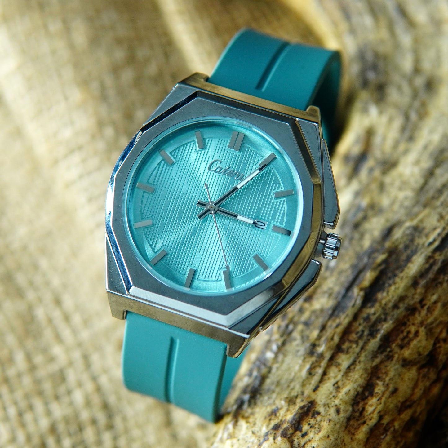 Catera Elegant Aqua Blue Silicone Strap Watch M018