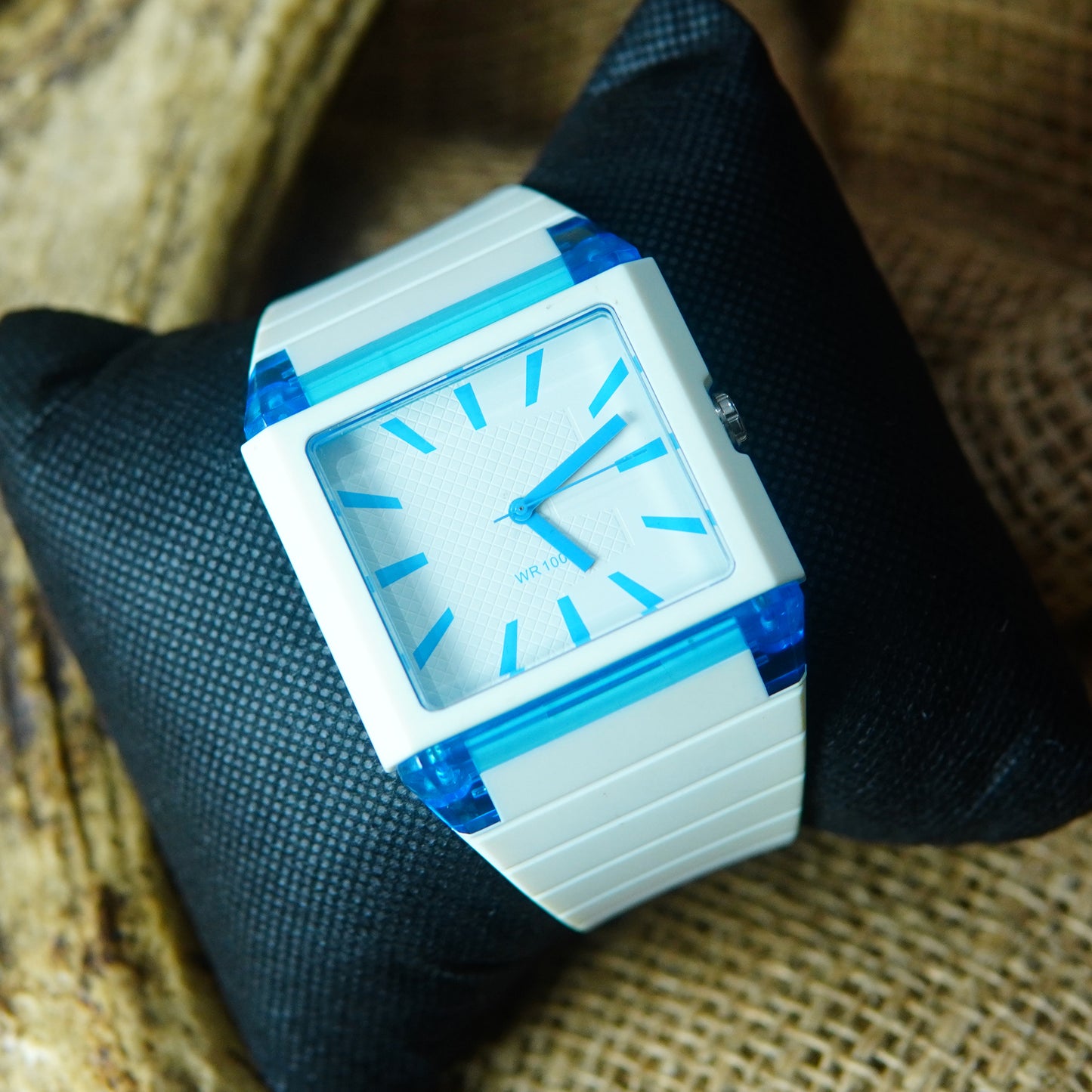 Modern Stylish White and Blue Square Dial Watch M019