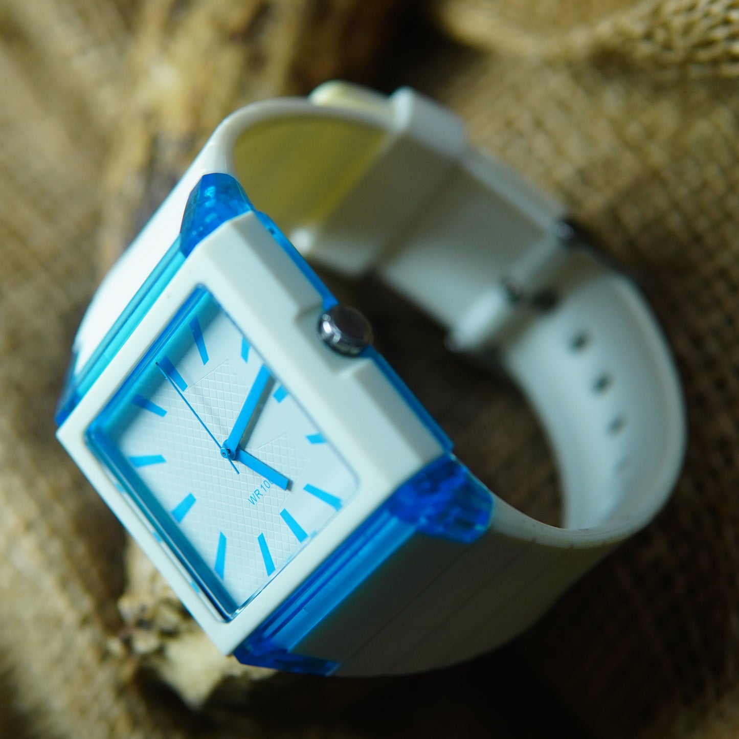 Modern Stylish White and Blue Square Dial Watch M019