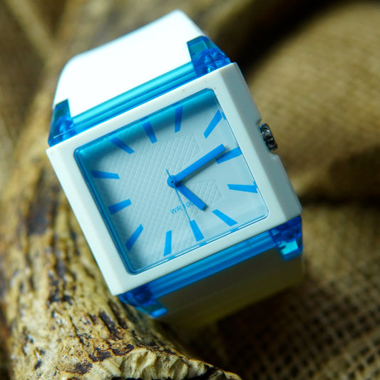 Modern Stylish White and Blue Square Dial Watch M019