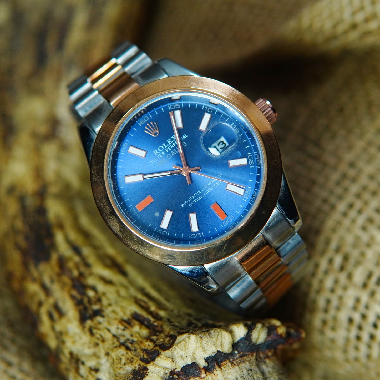 Rolex Oyster Perpetual Air-King with Blue Dial and Rose Gold Accents Watch M025