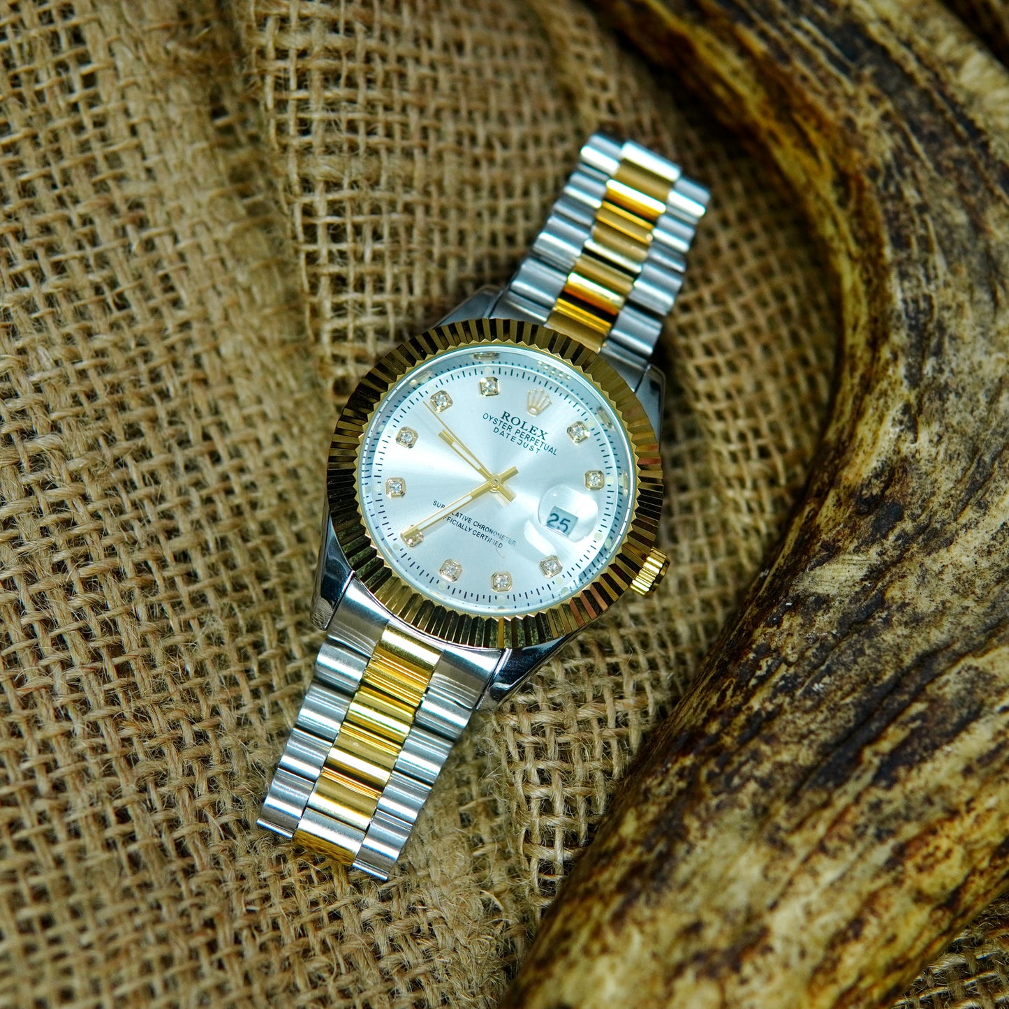 Rolex Oyster Perpetual Datejust with Diamond Markers and Two-Tone Stainless Steel Bracelet Watch M026