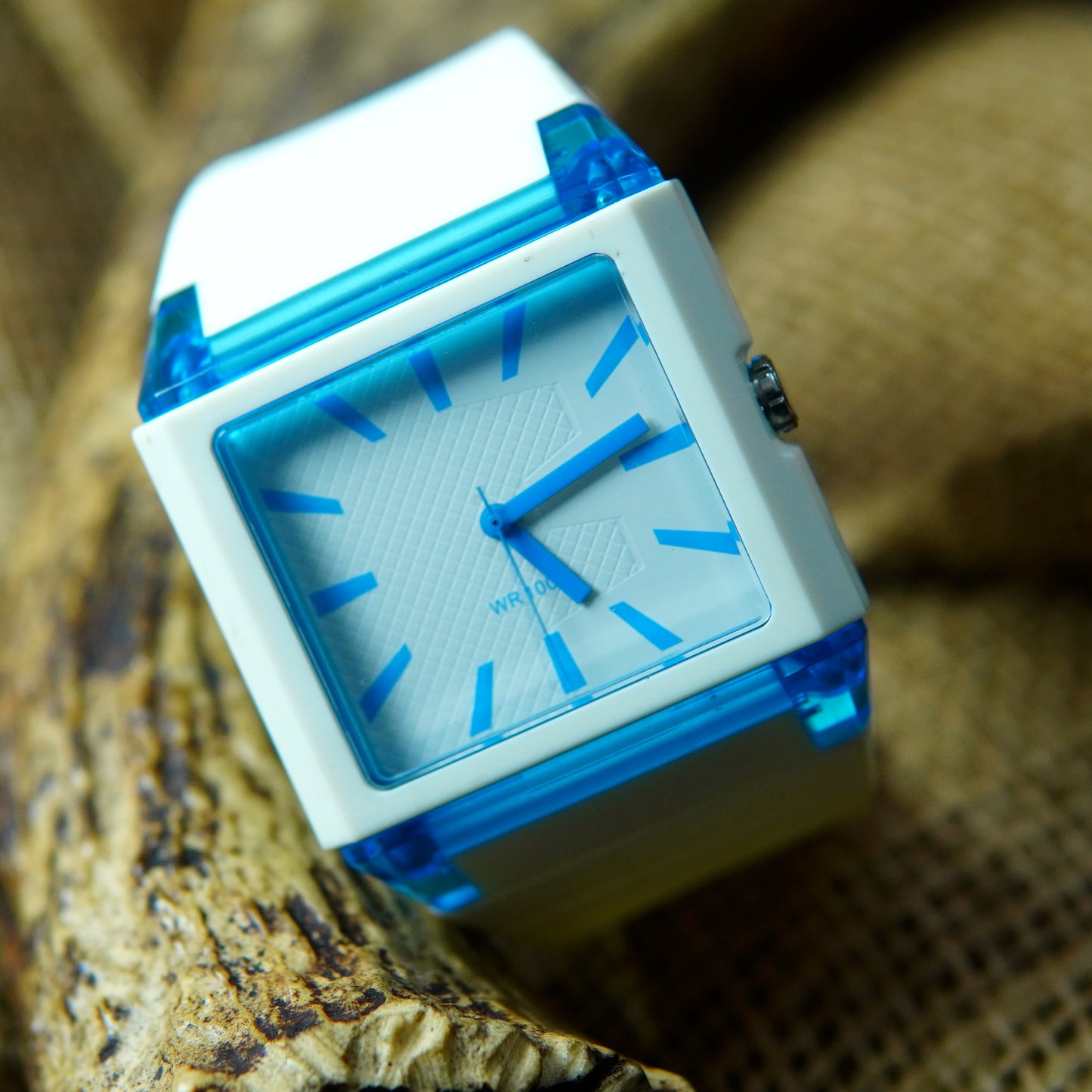 Modern Stylish White and Blue Square Dial Watch M019