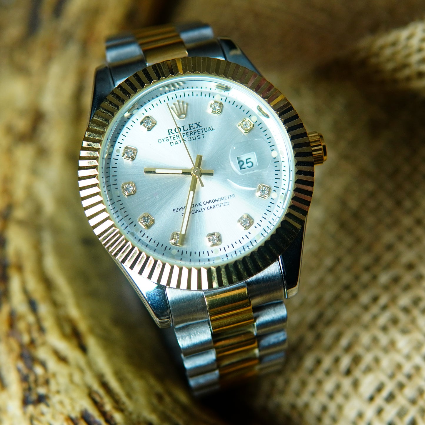 Rolex Oyster Perpetual Datejust with Diamond Markers and Two-Tone Stainless Steel Bracelet Watch M026
